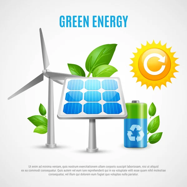 绿色能源现实矢量图 — 图库矢量图片