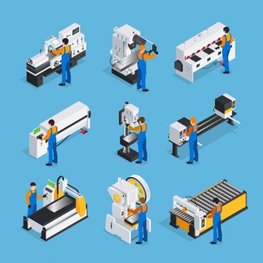 Metalworker izometrik Icon Set