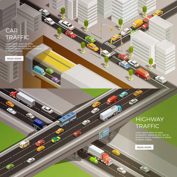 都市高速道路バナー セット — ストックベクタ