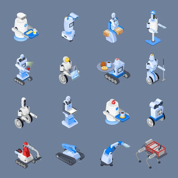 Conjunto de iconos de profesiones robot — Vector de stock