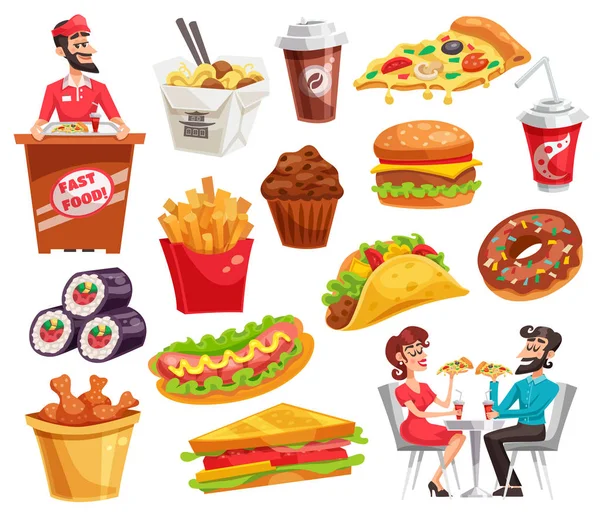 Conjunto de fast food —  Vetores de Stock