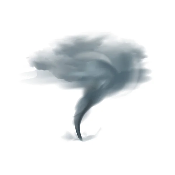 Tornado realista negro sobre blanco — Vector de stock