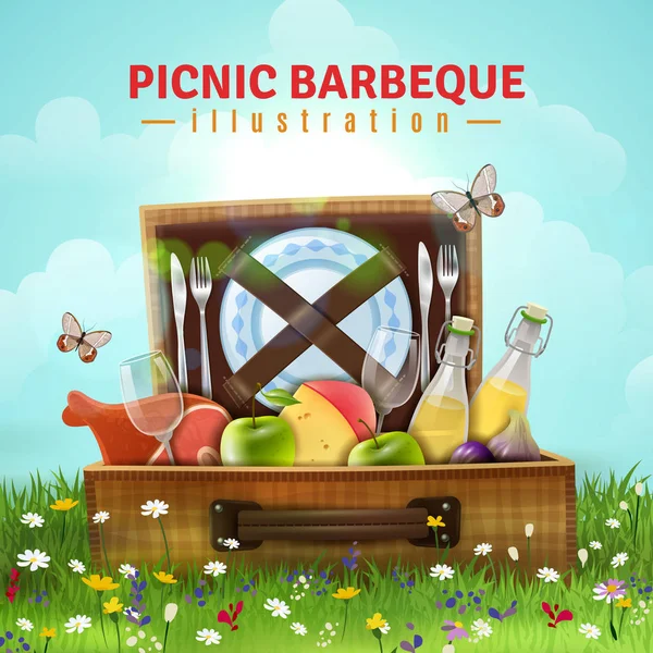 Piknik Barbecue illusztráció — Stock Vector