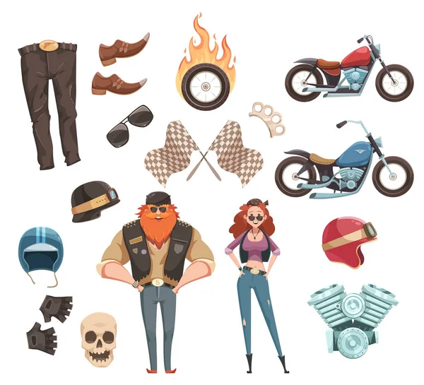 Motorcycle Rider Elements Collection — Stock Vector