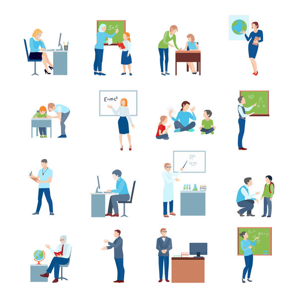 School College Teacher Flat Icons 