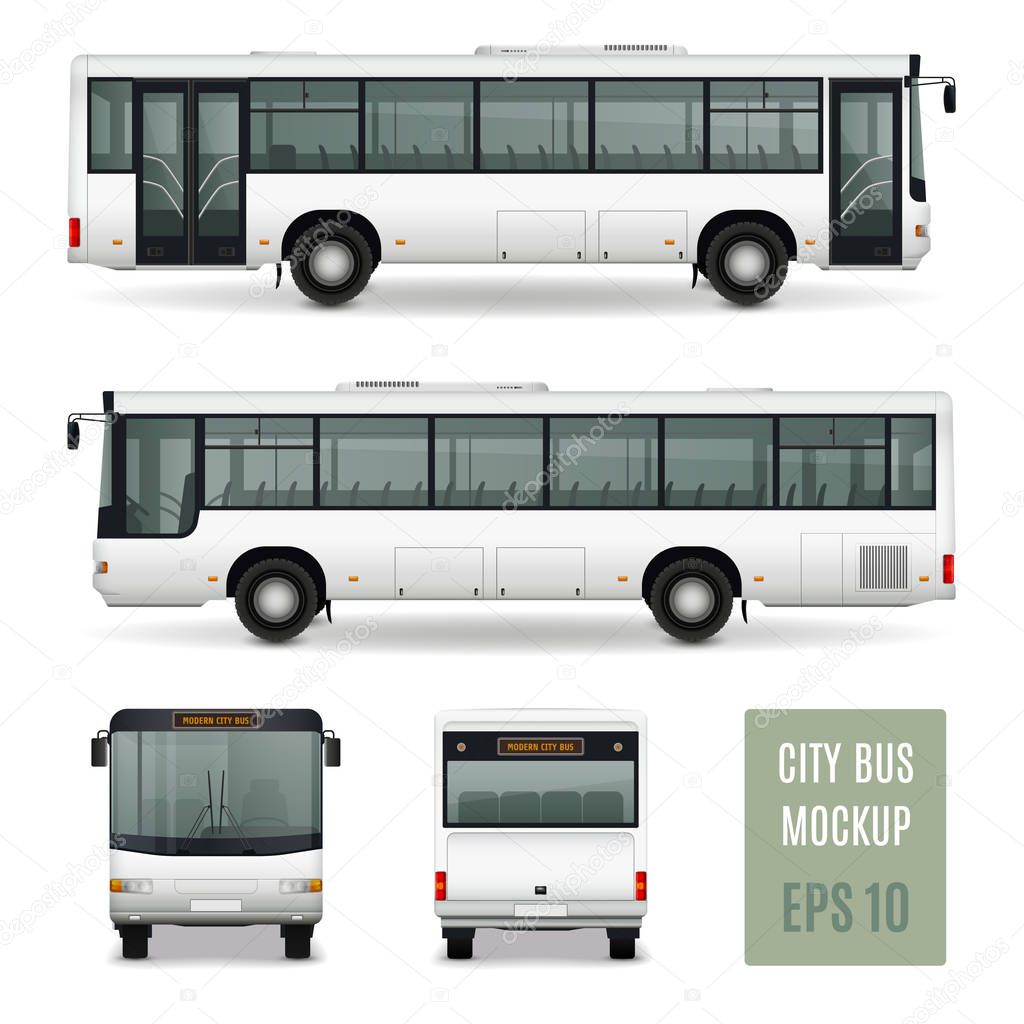 City Bus Realistic Advertising Template