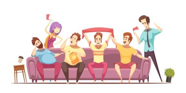 Sedanter yaşam tarzı Retro karikatür tasarım