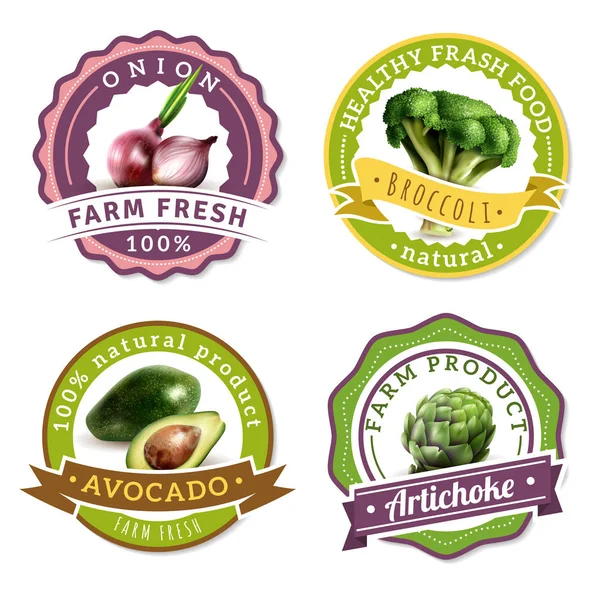 Conjunto de etiquetas de vegetais — Vetor de Stock