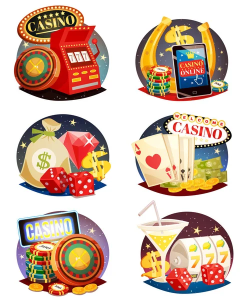 Casino dekorativa kompositioner Set — Stock vektor