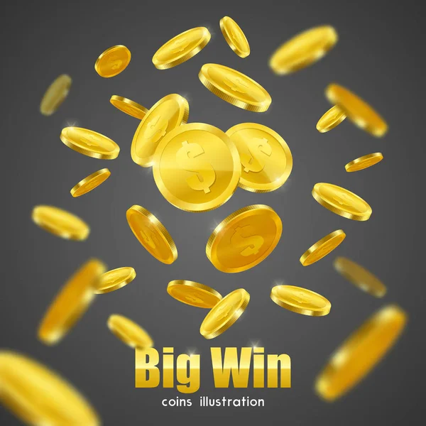 Affiche de fond de publicité Pièces d'or Big Win — Image vectorielle