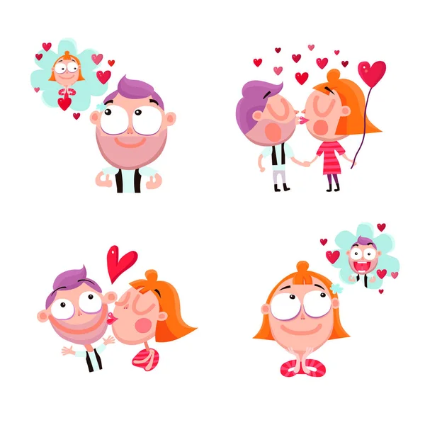 Amor personas pegatinas conjunto — Vector de stock