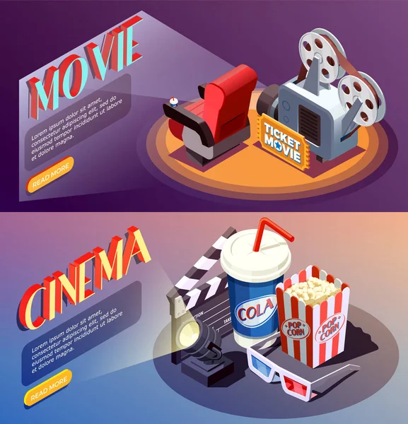 3D Cinema Banners Collection — Stock Vector