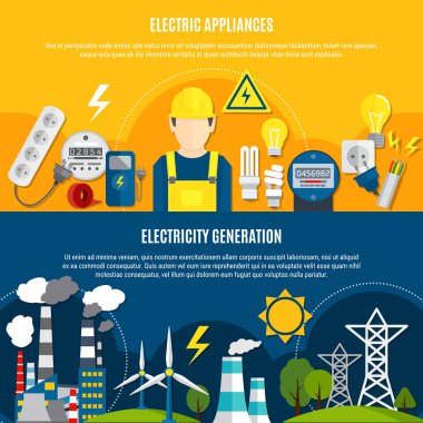 Elektrikli ev aletleri ve güç üretimi afiş