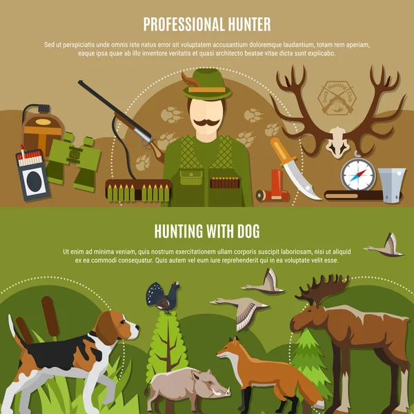Professional Hunter Banners Set — Stock Vector