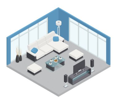 Yemek odası izometrik kompozisyon