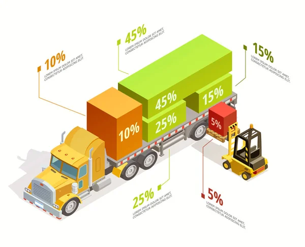 Modello Isomico Infografica Logistica — Vettoriale Stock