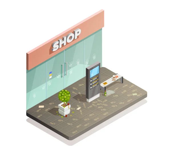 Sujo Storefront Composição Isométrica —  Vetores de Stock