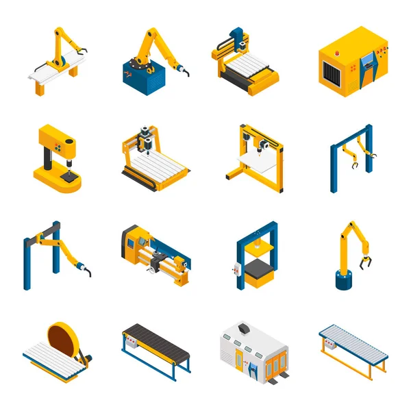 Conjunto de iconos de maquinaria robótica — Vector de stock