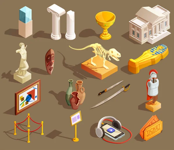 Museum Artifacts Isometric Collection — Stock Vector