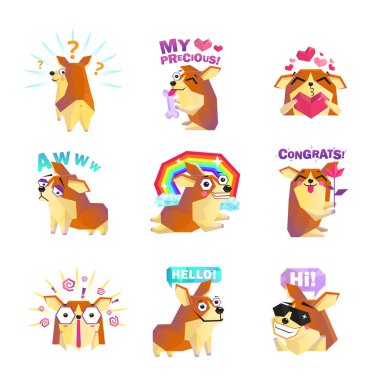 Corgi köpek çizgi film mesajı Icons Collection