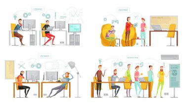 Oyun geliştirme kompozisyon Set