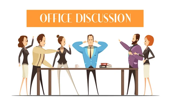 Office vita rajzfilm stílusú illusztráció — Stock Vector
