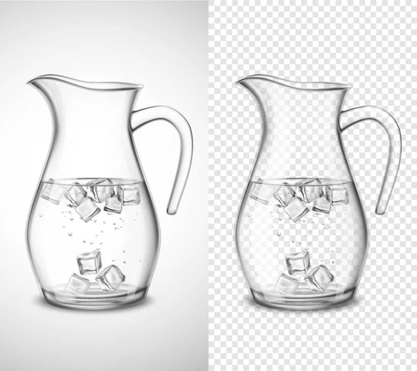 水与冰的玻璃水罐 — 图库矢量图片
