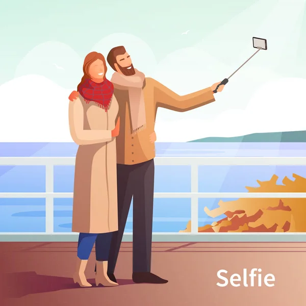 Podzimní procházka Selfie pozadí — Stockový vektor