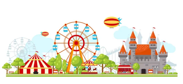 Amusement Park Composition — Stock Vector