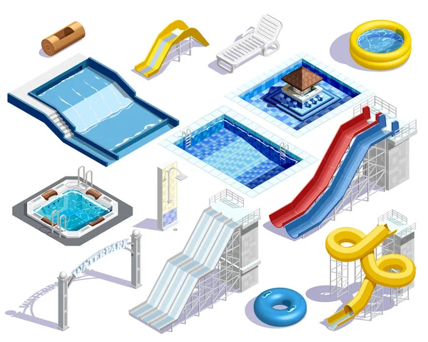 Aqua Park öğeleri kümesi — Stok Vektör