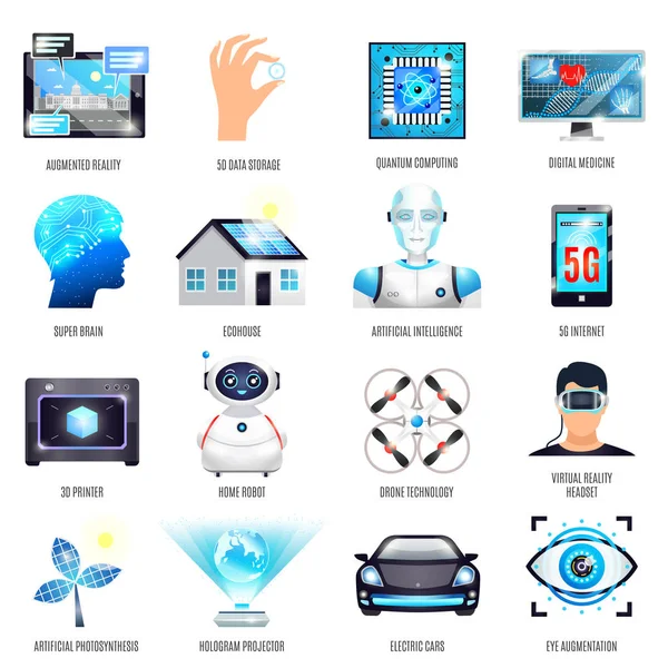 Tecnologias do futuro conjunto de ícones — Vetor de Stock