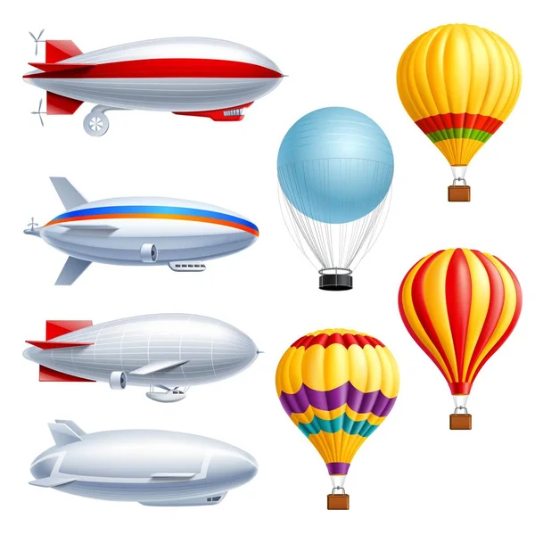 Luchtschip realistische Icon Set — Stockvector