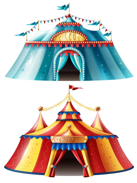 Realistic Circus Tent Icon Set — Stock Vector