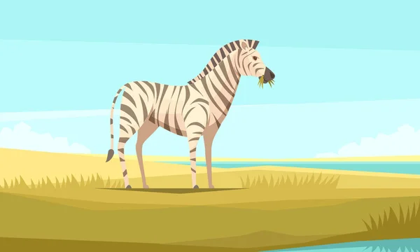 Zebra In de wilde samenstelling — Stockvector