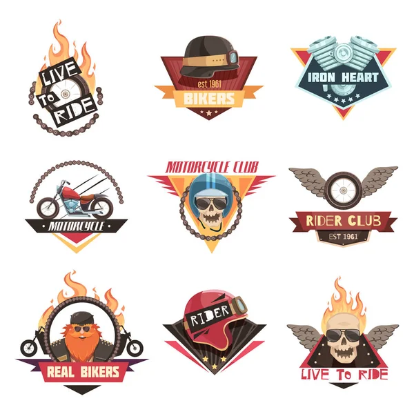 Echte Biker emblemen collectie — Stockvector