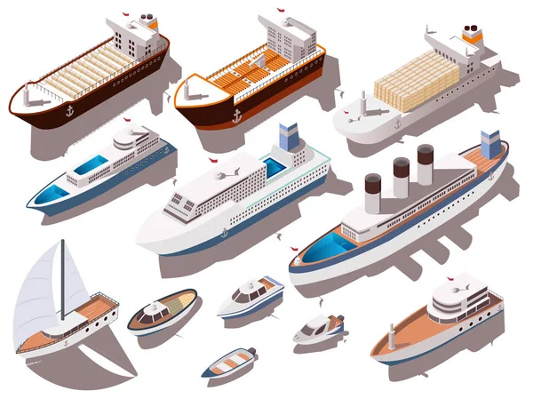 Izometryczne zestaw statków — Wektor stockowy