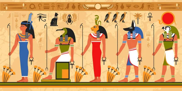 Farbiges Randmuster auf ägyptischem Thema — Stockvektor