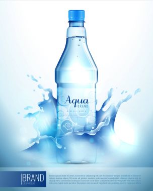 Plastik şişede su sıçramalarına Poster
