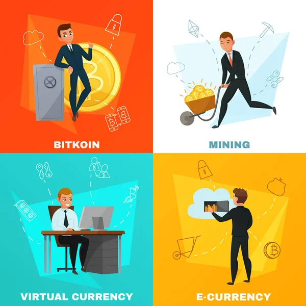 Concepto de bitcoin criptomoneda — Vector de stock