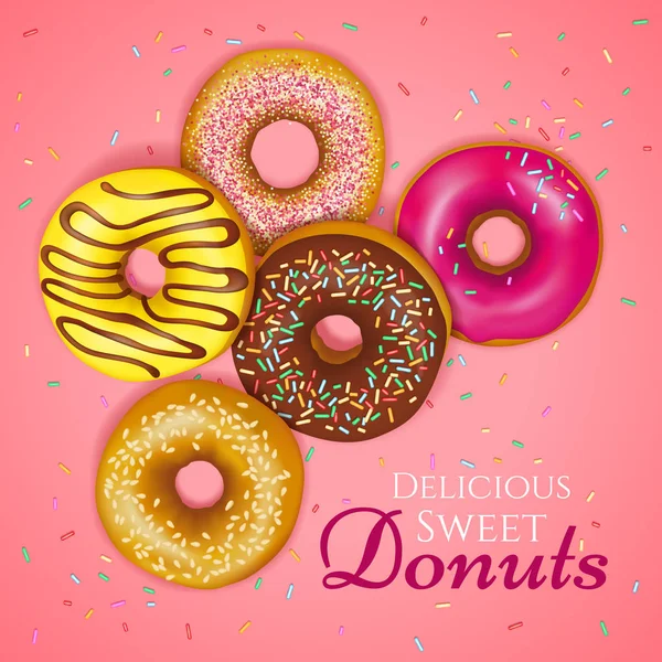 Realistiska Donuts Illustration — Stock vektor