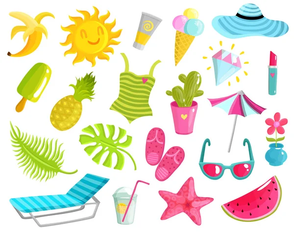 Collection Of Summer Stuff — Stock Vector
