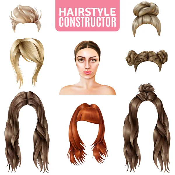 Hairstyles For Women Constructor — Stock Vector