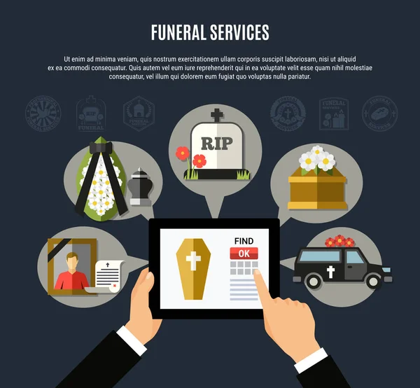 Funeral Services Composition — Stock Vector