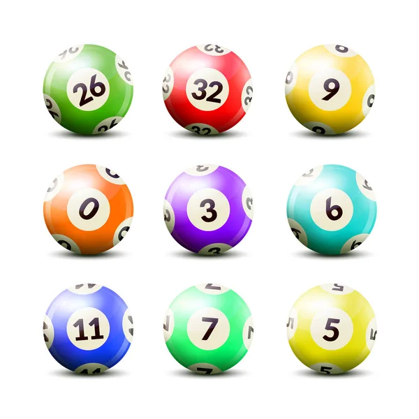 Lotto nummerierte Kugeln gesetzt — Stockvektor
