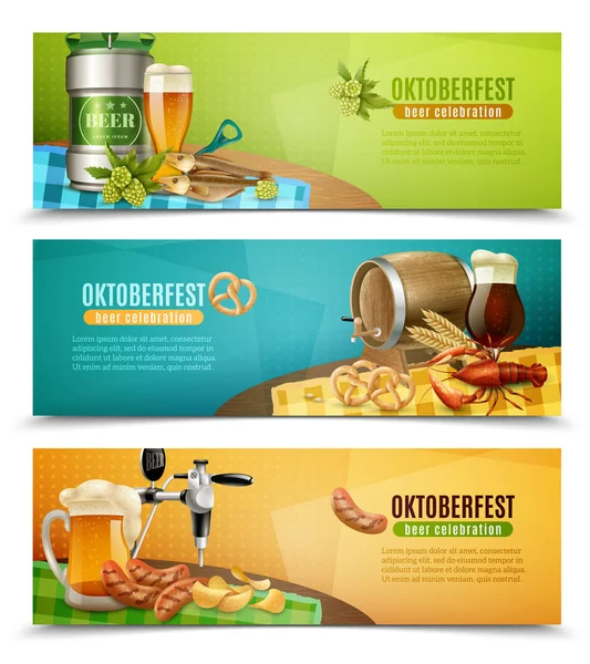 Oktoberfest bira 3 yatay Banner ayarla 