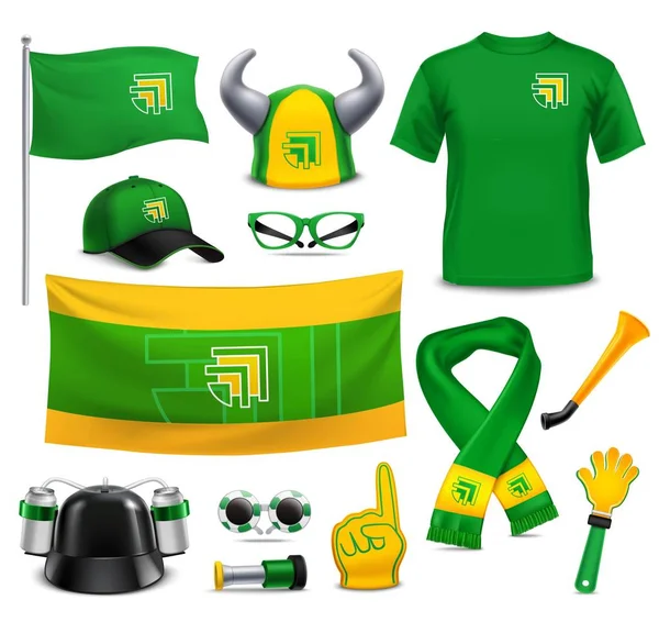 Sport Fans Supporters Realistic Mockup Accessories Vector Graphics