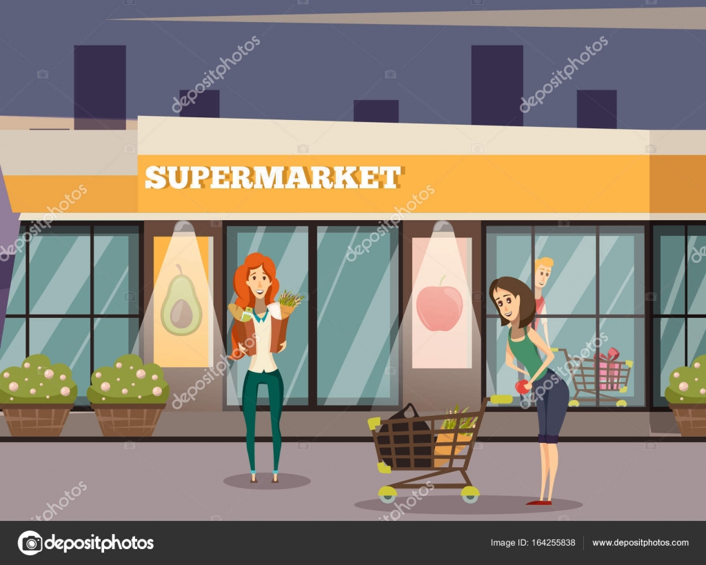 Supermarket Building Background Stock Vector Image by ©macrovector  #164255838