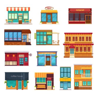Fastfood Restoran düz Icons Set