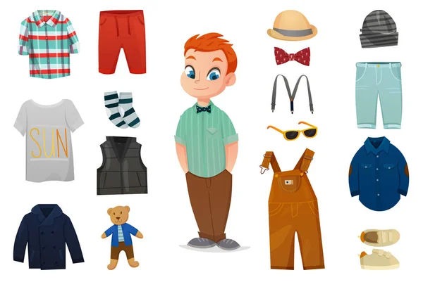 Baby Boy Fashion Icon Set — Stock Vector