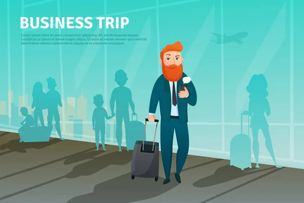 Affiche Homme d'affaires à l'aéroport — Image vectorielle